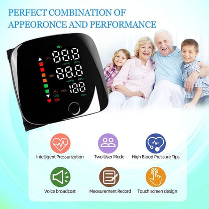 Wrist Blood Pressure Monitor – LED Display, Adjustable, Health Tracking V