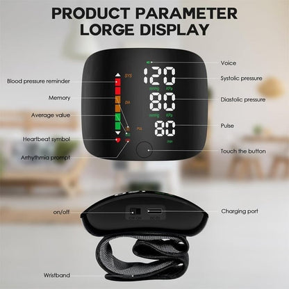 Wrist Blood Pressure Monitor – LED Display, Adjustable, Health Tracking V