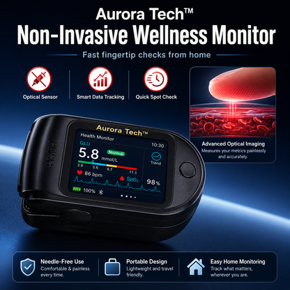 Aurora Tech™ Non-Invasive AI Blood Sugar Analyzer