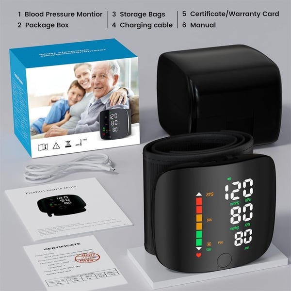 Wrist Blood Pressure Monitor – LED Display, Adjustable, Health Tracking V